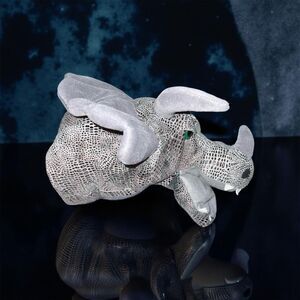 A&A Plush Triceratops Dinosaur Hand Puppet Grey With Green Eyes Lined 13”